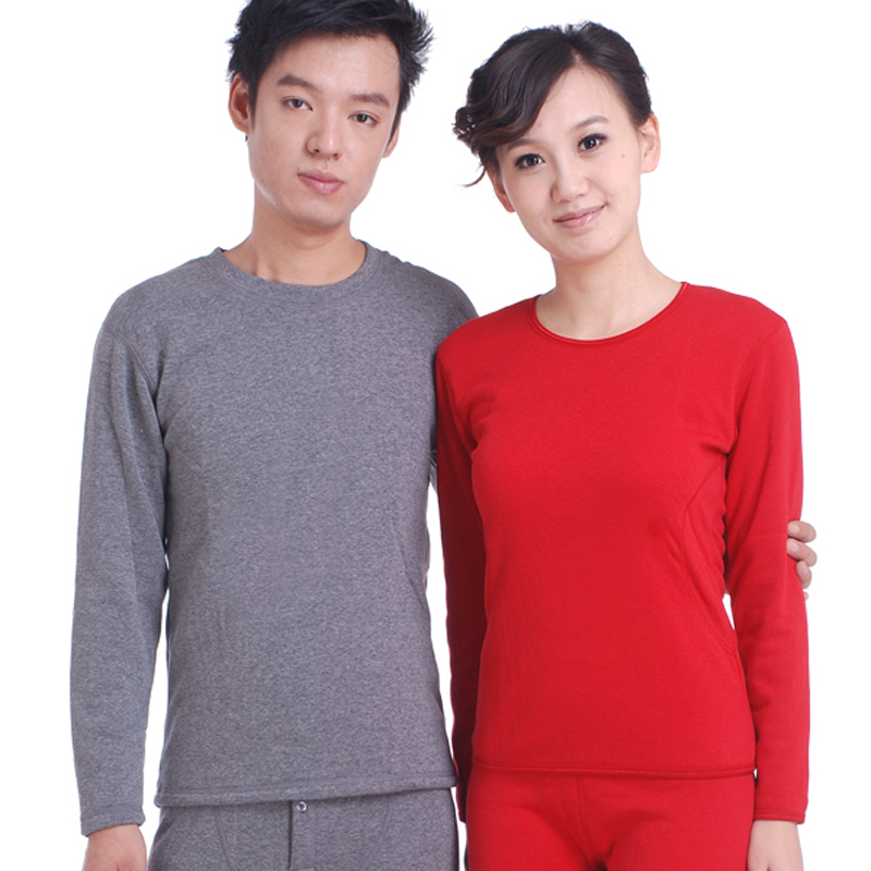 Lovers thickening plus velvet wool bamboo goatswool male women's thermal underwear set