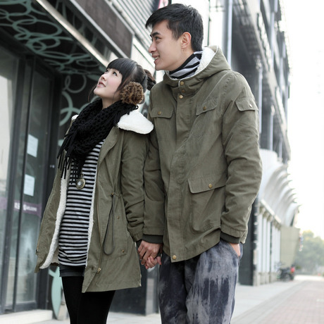 Lovers winter cotton-padded jacket winter outerwear berber fleece military wind cotton-padded jacket