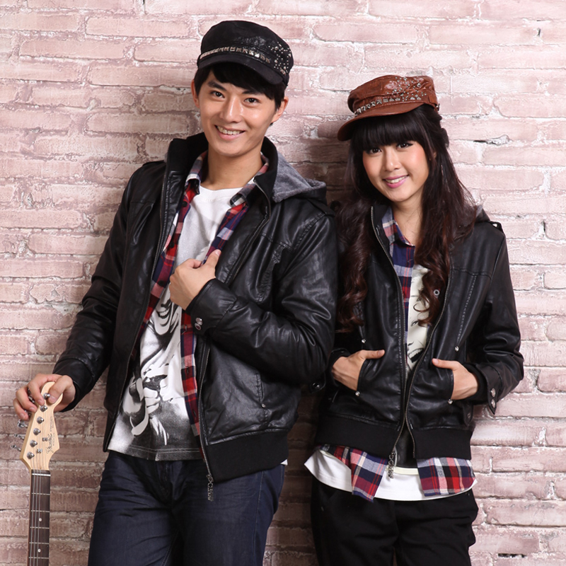 Lovers winter outerwear 2012 cotton-padded jacket thickening hooded leather clothing lovers wadded jacket lovers outerwear