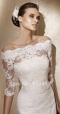 Low Price Custom Made 2013 New Style Fashional Bridal Wraps Lace 1/2 Long Sleeves