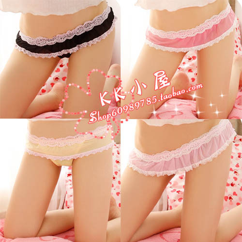 Low-waist cute panties transparent sexy panties lace solid color panty k172