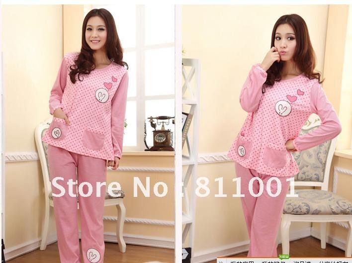 lowest promotion free shipping sale  lady's Long-sleeved  Pure cotton sweet lovely dress cotton pajamas leisure wear suit
