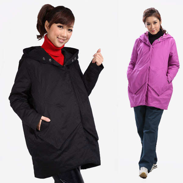 LUCKBAO autumn and winter maternity clothing casual maternity outerwear cotton-padded jacket overcoat top with a hood h8808