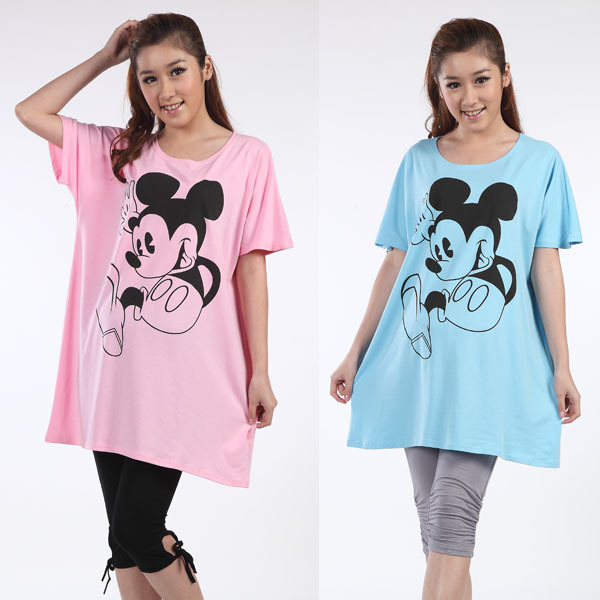 LUCKBAO summer maternity clothing cartoon print maternity top casual shirt long design shirt t-shirt freeshipping