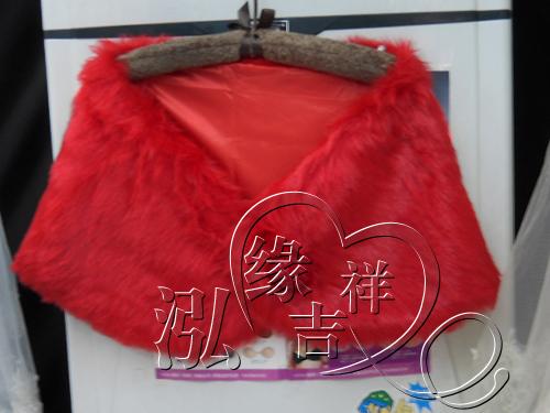 Lucky cape red long fur cape shawl bride p1011-a