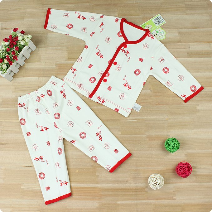 Lucky Ruyi 100% cotton underwear long-sleeve baby newborn lounge 100% cotton monk clothing set female child male child