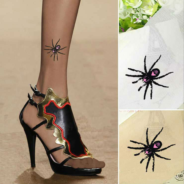 Luckyday 15D  new fashion  sexy lady black spider tatoo Pantyhose Stockings wholesale #21117  Valentines Gift