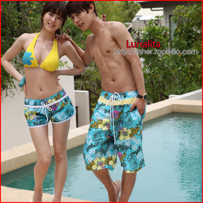 Lunalita lovers beach pants shorts beach pants blue flower