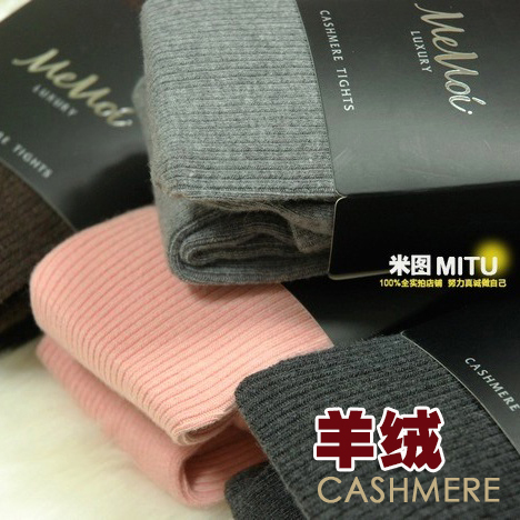 Luxurious cashmere stripe autumn and winter thick high quality pantyhose
