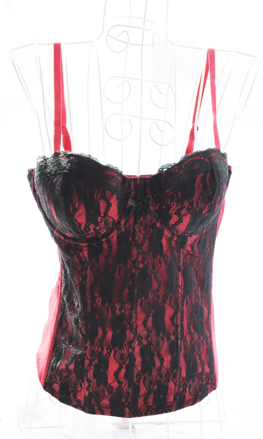 Luxurious satin lace woven pattern claretred sexy shaper
