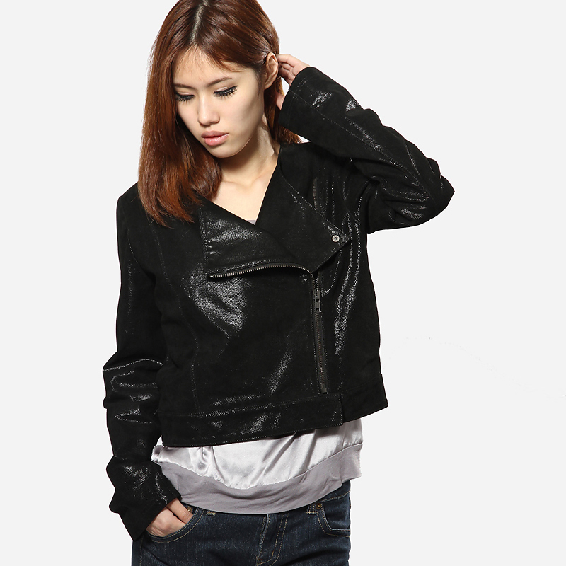 Luxury fashion short design ladies boutique leather jacket genuine leather slim elegant leather clothing outerwear