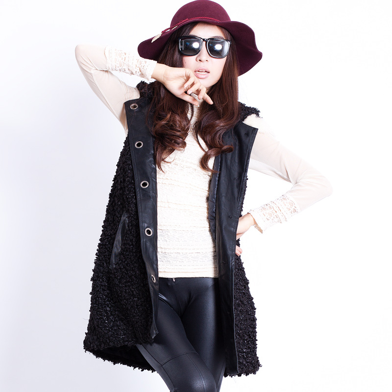 Luxury patchwork with a hood wool circle vest outerwear cardigan