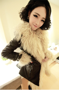 Luxury plus cotton thick goat embryo leather overcoat