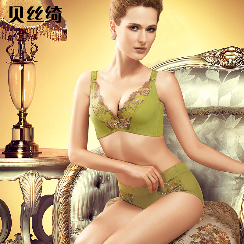 Luxury push up breast enlargement women's adjustable underwear bra set 1273