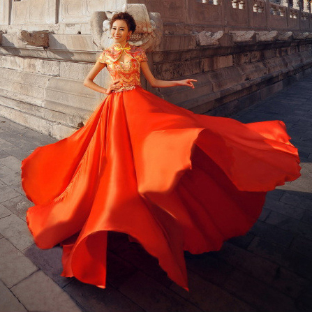 Luxury robes red bridal short-sleeve cheongsam 2012 new arrival