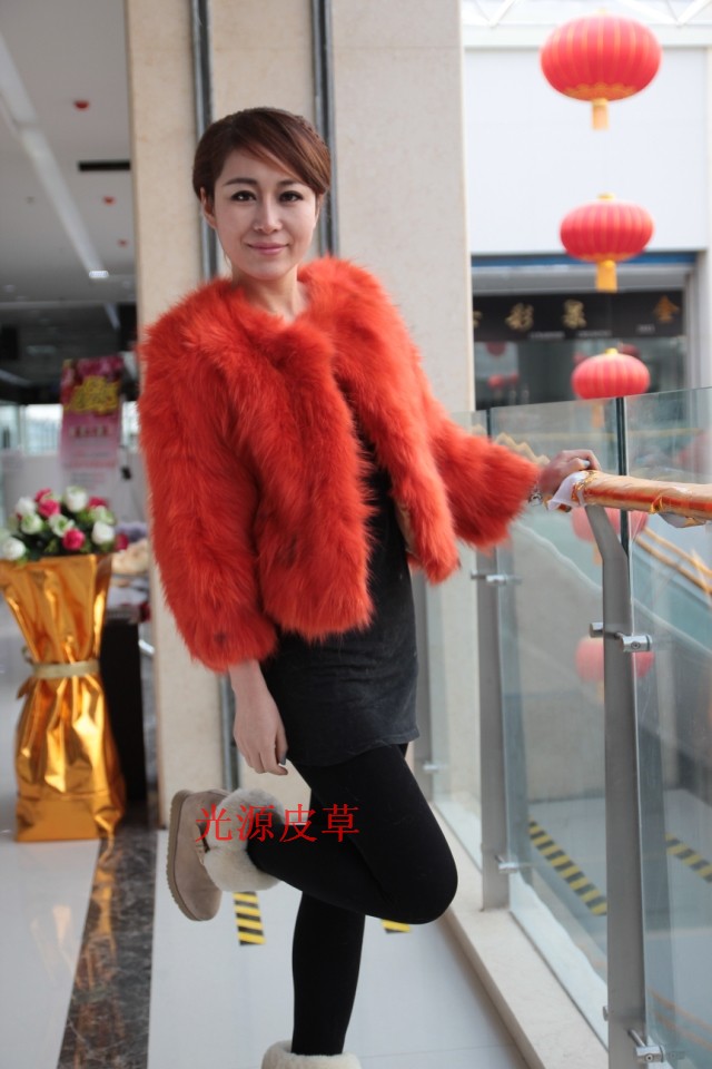 Luxury 's top raccoon fur fox fur coat