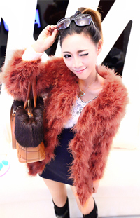 Lx79 luxury ostrich fur long outerwear