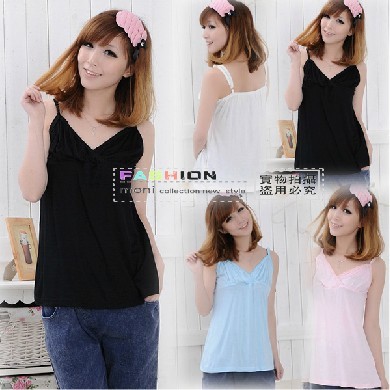 Lycra cotton soft maternity spaghetti strap top spaghetti strap basic shirt to teethe 20297 maternity clothing