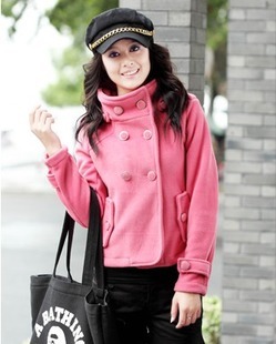 Lyf winter thickening polar fleece fabric double breasted short jacket 2