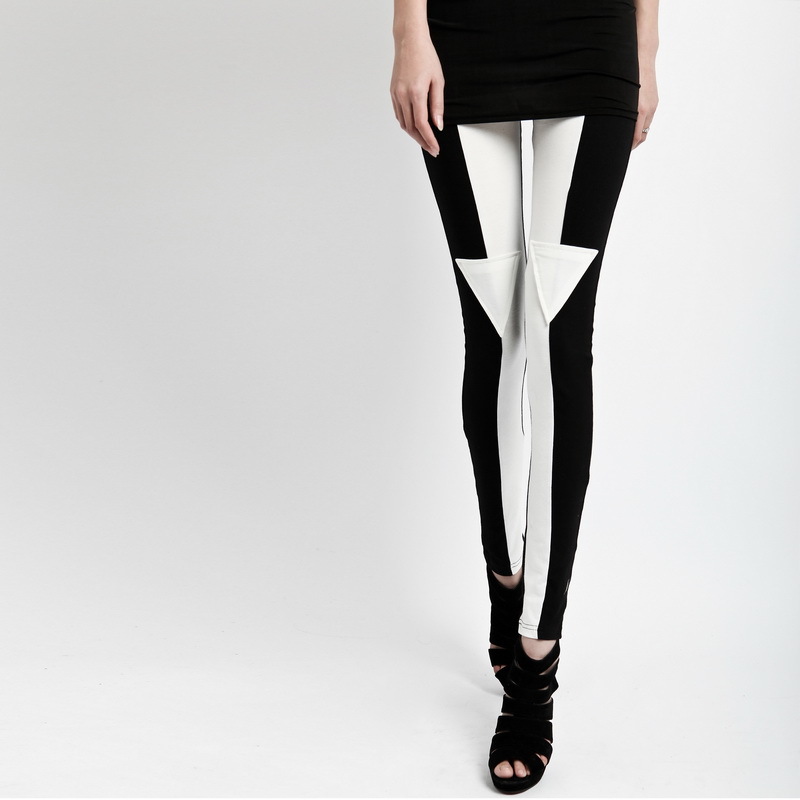 Lynley 2013 Spring Female Summer Legging Triangle in42patients 100% cotton Faux Leather Patchwork vq464