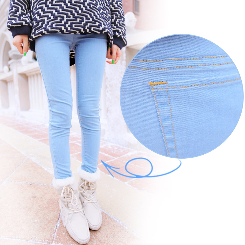 M small limited new arrival all-match slim mid waist trousers skinny pants pencil pants jeans