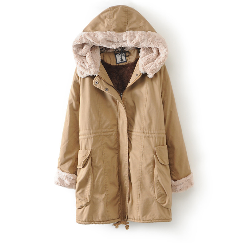 M0174 2012 women's artificial leather with a hood medium-long berber fleece wadded jacket outerwear 3