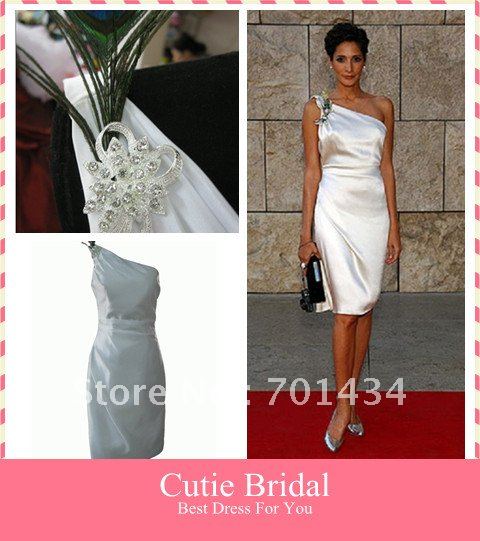 M201 Elegant customized one-shoulder satin Celebrity Dress
