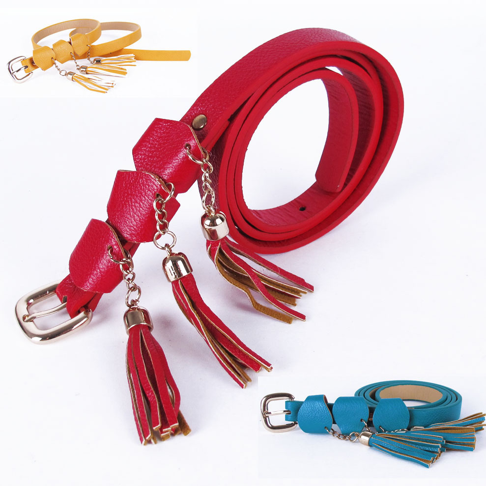 M33 tassel thin faux leather belt female fashion decoration sweet elegant brief strap