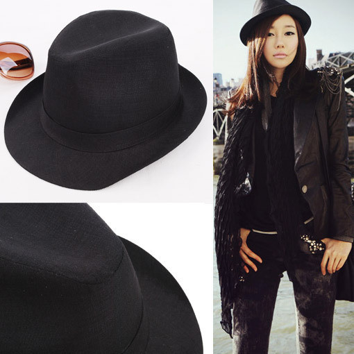 M57 male hat fashion gentleman hat small fedoras hat hip-hop hat black