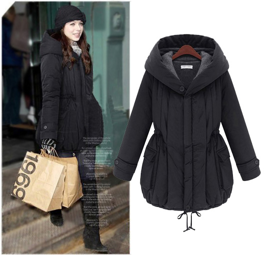 M9930 autumn and winter thickening thermal cotton-padded jacket medium-long wadded jacket fashion drawstring with a hood plus