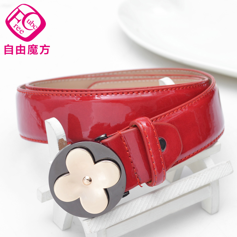 Magic cube belt female fashion patent leather all-match Women strap decoration 6481
