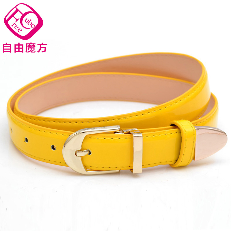 Magic cube candy color belt female all-match fashion patent leather waist decoration Women strap w6355
