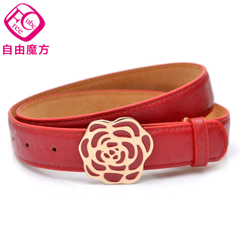 Magic cube cowhide strap Women genuine leather fashion all-match belt female 6482 wide belt
