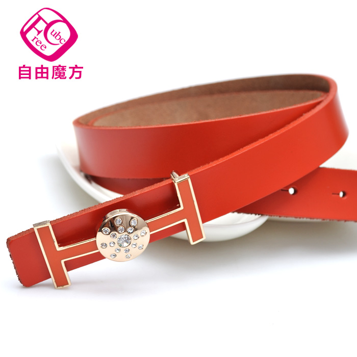 Magic cube genuine leather belt female glossy all-match fashion diamond strap waist decoration 6512