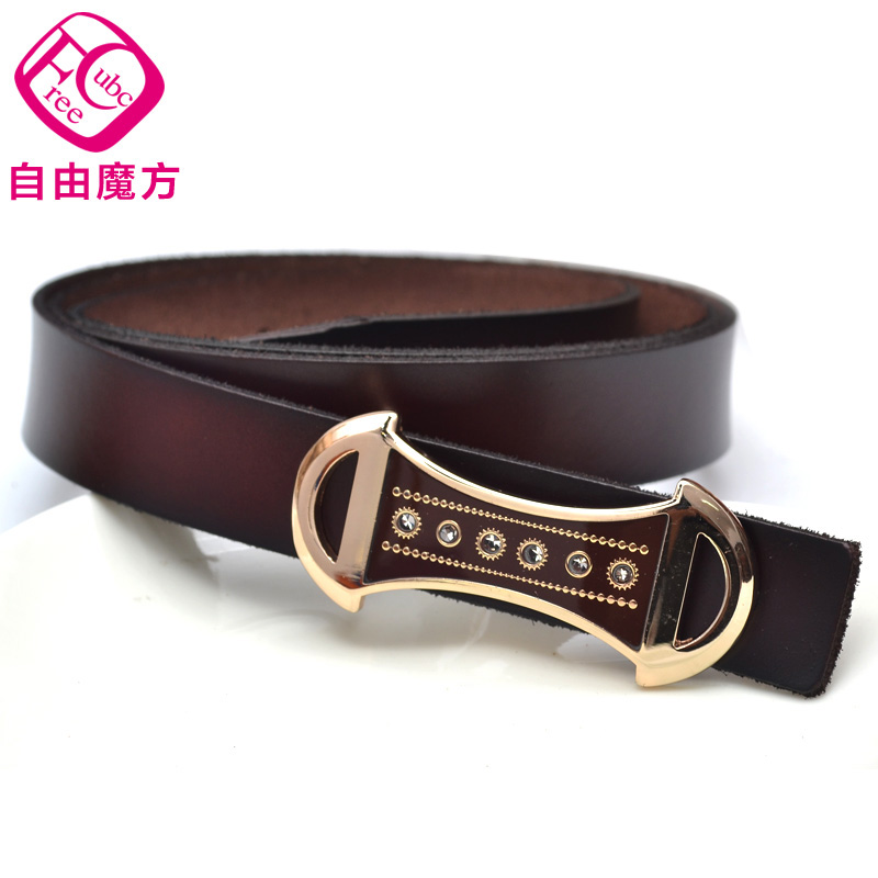Magic cube strap fashion all-match Women genuine leather diamond belt cowhide 6499
