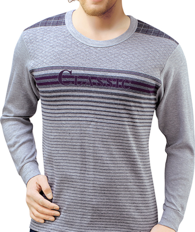 Male 100% cotton thermal underwear set foundation underwear print stripe long johns long johns cotton sweater thin