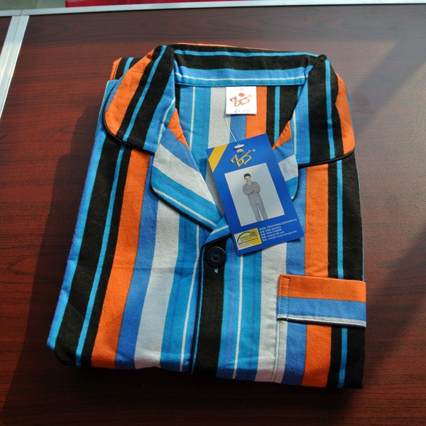 Male autumn and winter 100% cotton flannelet long-sleeve sleep set cotton velvet lounge stripe male