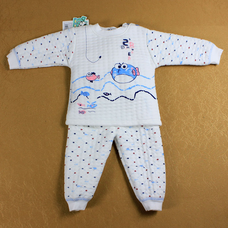 Male bamboo fibre thickening child thermal underwear baby button 100% cotton set