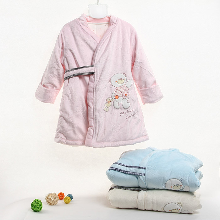 Male child female child autumn and winter sleepwear child baby robe lounge