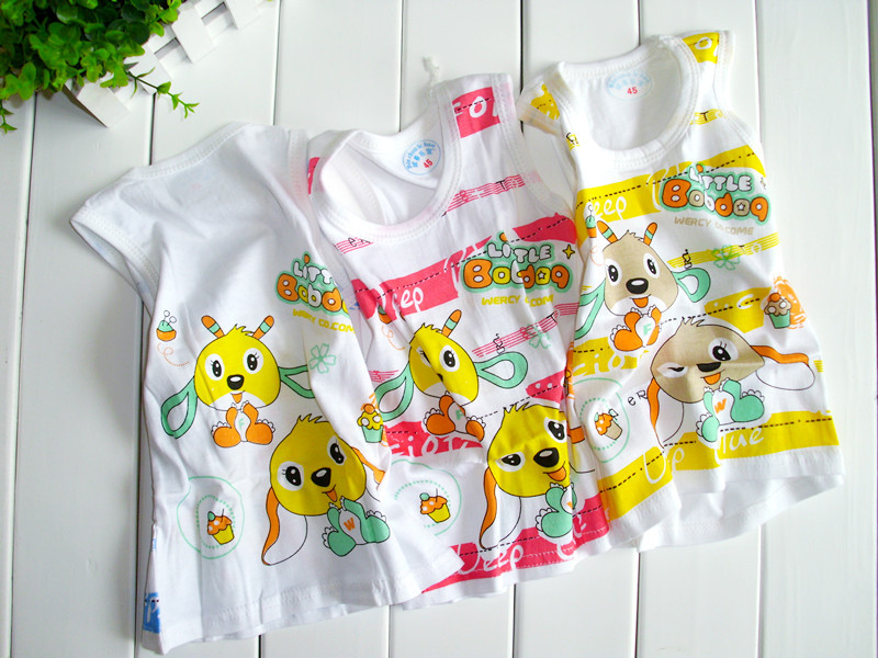 Male child girls clothing baby 100% three-color cotton sleeveless vest t-shirt child vest baby summer