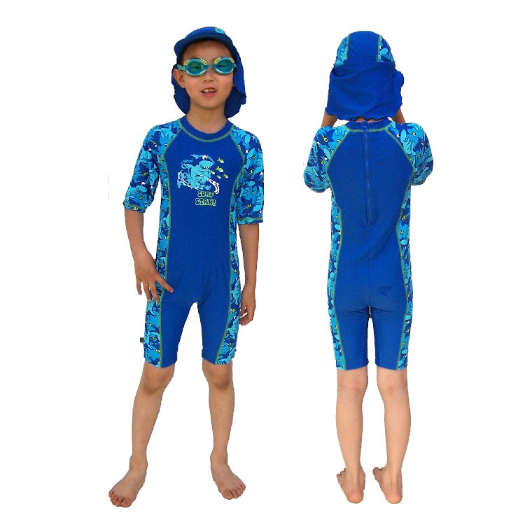 Male child sun protection swimwear anti-uv surfing suit one piece split swimwear