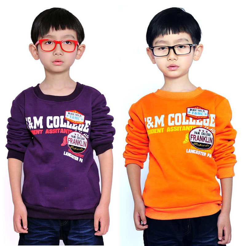 Male child t-shirt 2013 child autumn spring brushed outerwear thickening t-shirt chest print t
