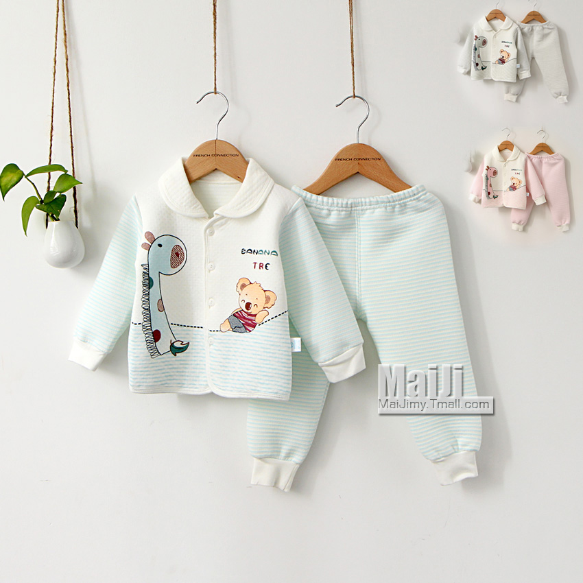 Male clothes children's clothing baby clothes autumn and winter thermal underwear set long johns long johns cotton-padded