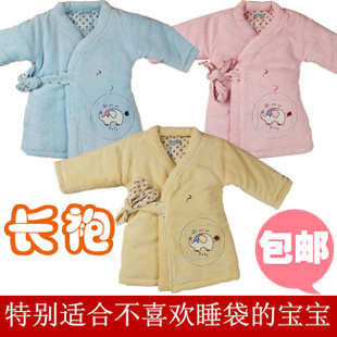 Male coral fleece thermal thickening robe baby autumn and winter sleepwear sleeping bag super soft child