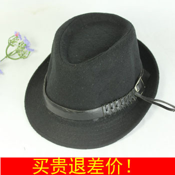 Male fedoras fashion men leather decoration fedoras jazz hat cap autumn and winter hat