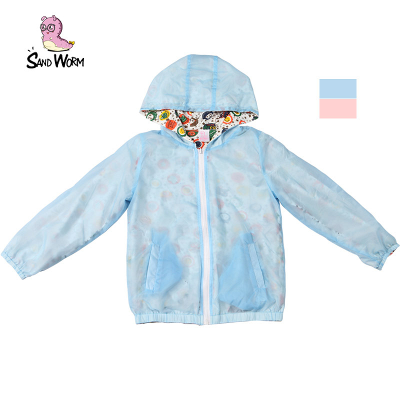 Male female child windproof rainproof reversible jacket top child spring short design baby trench outerwear