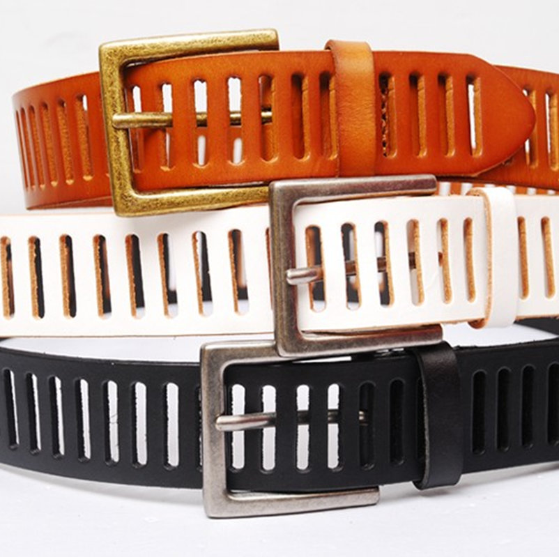 Male genuine leather cutout business casual belt women's wide genuine leather waist belt all-match accounterment