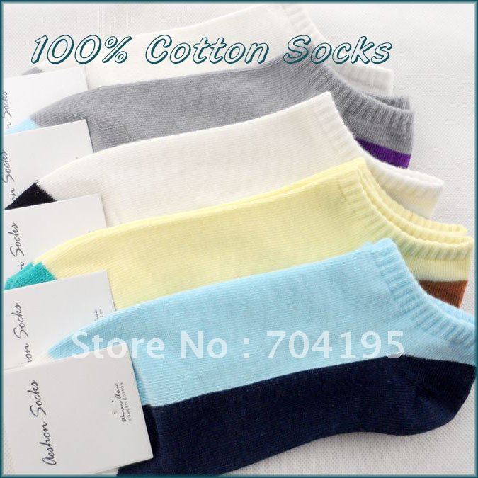 male  slippers  cotton contrast color socks  cotton colorant match sweat breathable sock