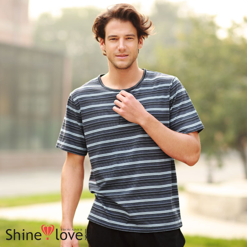 Male stripe short-sleeve T-shirt top sn81131