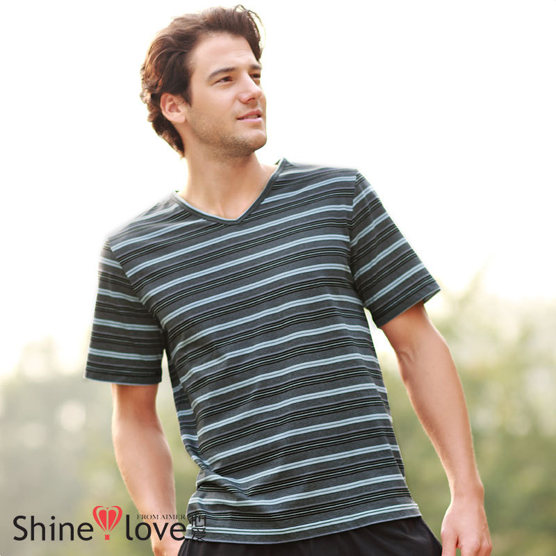 Male stripe short-sleeve T-shirt top sn81132